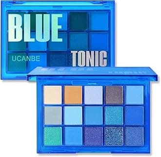 UCANBE Bright Neon Eyeshadow Makeup Palette-15 Shades High Pigmented Purple Blue Yellow Shimmer Matte Glitter Metallic Eyes Shadow Colorful Vibrant Creamy Make Up Pallets Kit - Blue Tonic…