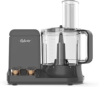 NutriChefFood Processor 2 Liter Capacity - Multipurpose & Ultra Quiet Motor - Includes 6 Attachment Blades & Silicone Feet to Prevent Slippage - 12 Cup Capacity - Pre-Set Speed For Easy Use, Gray