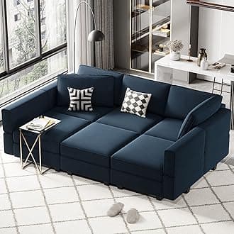 Modular Velvet Sectional Sofa with Chaise Lounge Sectional Sleeper Sofa with Storage Chaise Bed Couch for Living Room Blue