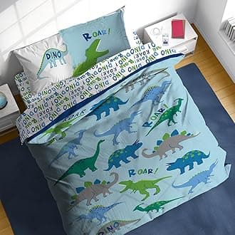 Dino Roar Full Comforter Set - 7 Piece Kids Bedding Includes Comforter, Sheets & Pillow Cover - Super Soft Dinosaur Microfiber Bed Set