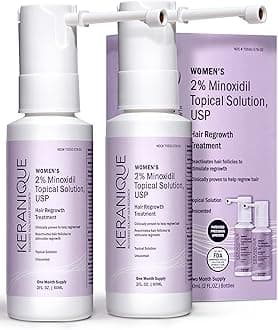 Keranique Hair Regrowth Treatment for Women - 2% Minoxidil for Women Hair Growth & Thickening - Topical Solution Scalp Treatment for Hair Loss & Thinning w/Precision Spray Applicator - 4 Fl Oz