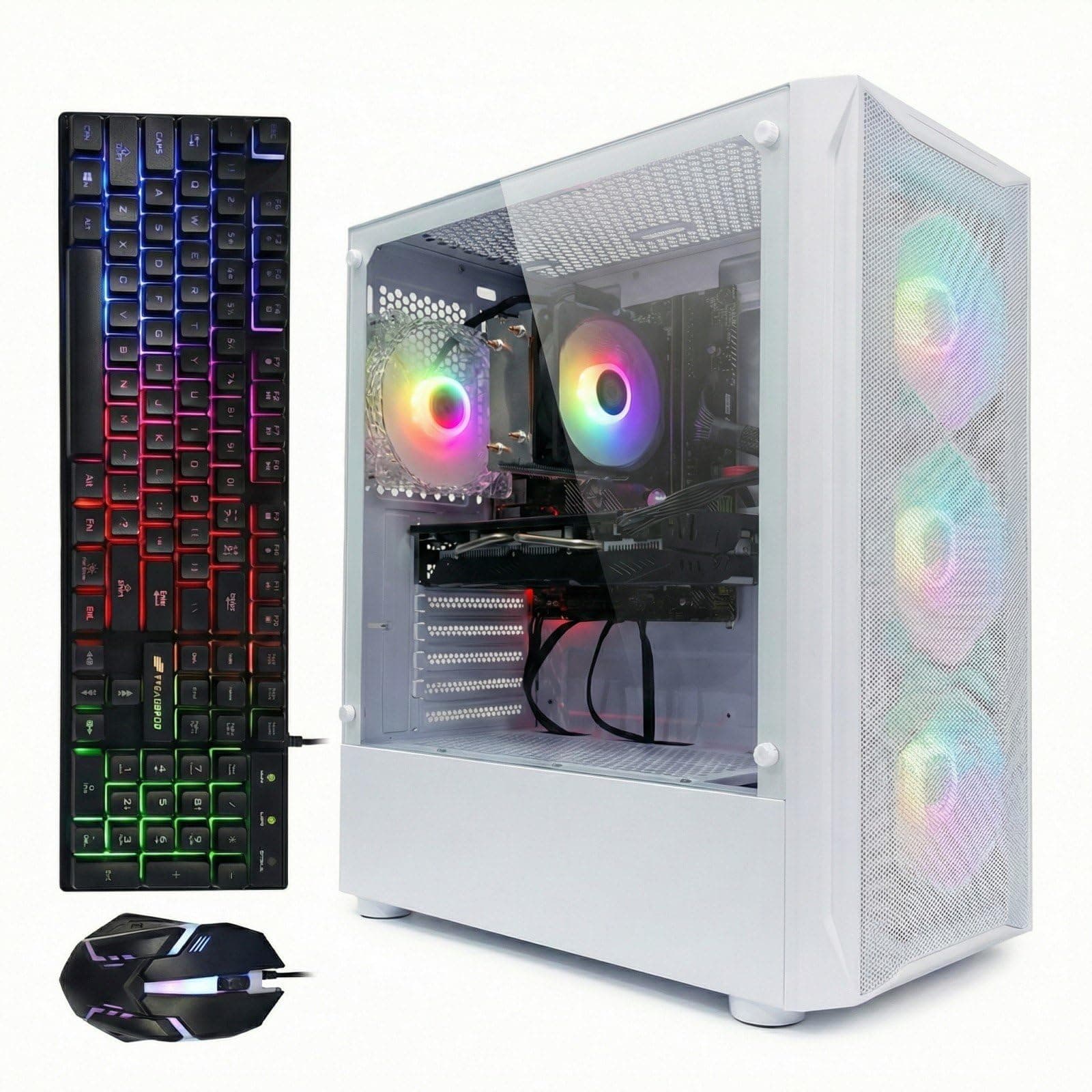 STGAubron Gaming Desktop PC, Intel Core i7 3.4G up to 3.9G, 32G RAM, 1T SSD, Radeon RX 5700 8G GDDR6, WiFi 6, BT 5.0, RGB Fan x 4, Windows 11 Home