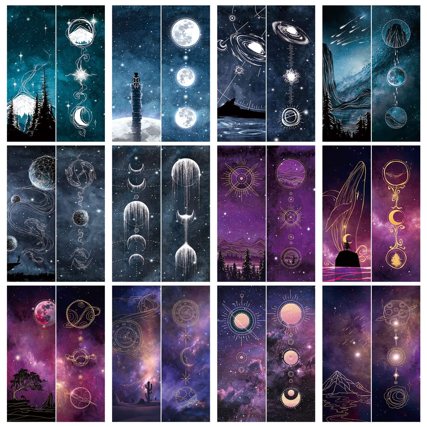 36 Pieces Space Theme Bookmarks
