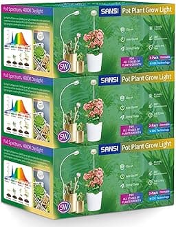 Grow Lights for Indoor Plants, ETL Listed Pot Clip LED Plant Lights for Indoor Growing, Full Spectrum, 4-Level Dimmable, Auto On Off 3 6 12 Hrs Timer for Small Plants, Garden White 5V 6-Pack