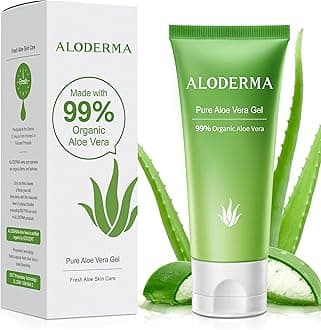 Pure Aloe Vera Gel - Soothes and Hydrates Dry, Itchy, or Irritated Skin; great for Acne, Dandruff, Sunburn, Rashes (45g)