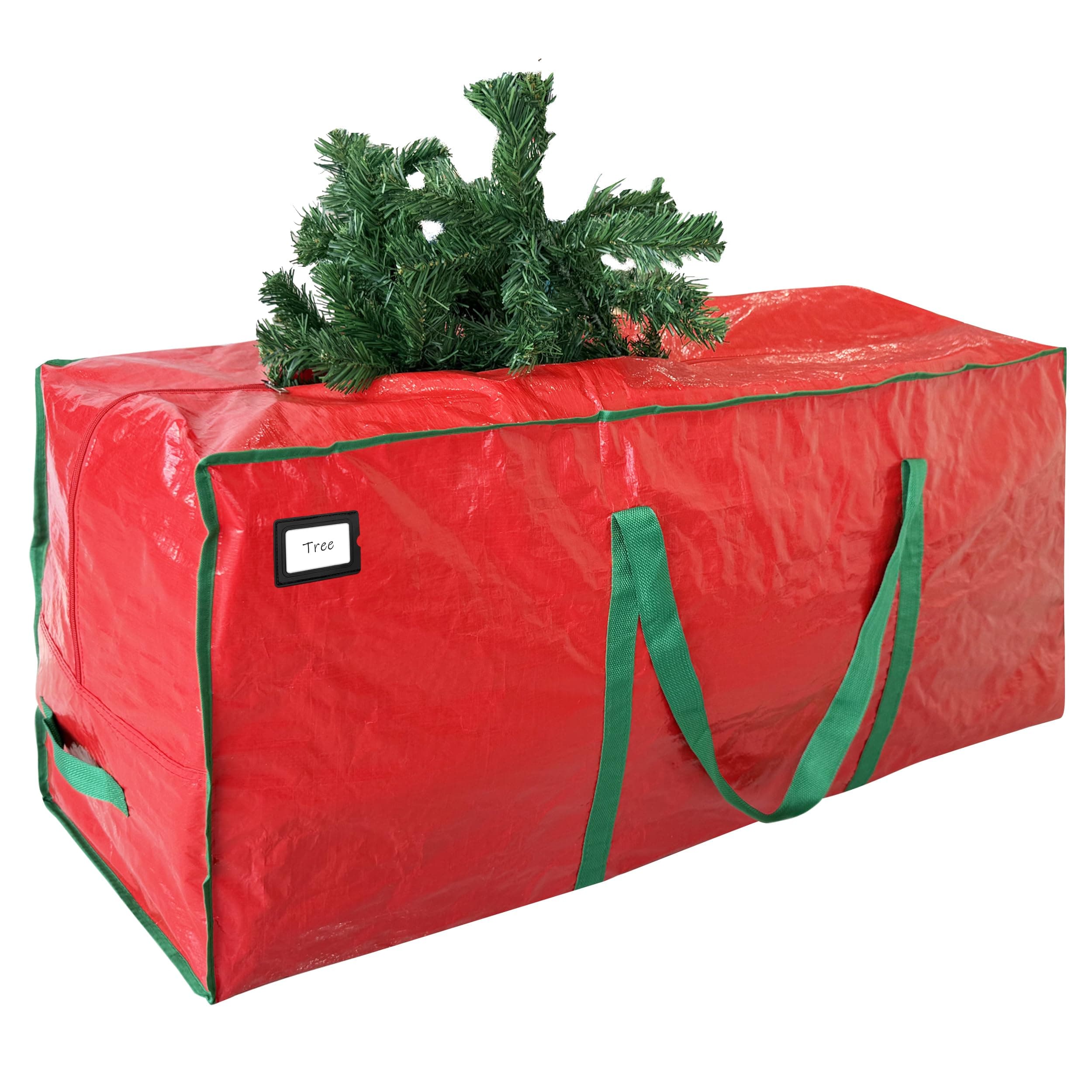7.5 ft Christmas Tree Storage Bag - Durable Heavy Duty Extra Large Artificial Xmas Holiday Tree Bag with Reinforced Handles and Dual Zippers Wide Opening - Red