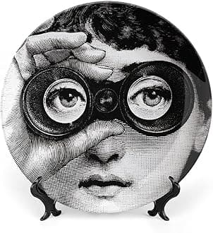 Lina Cavalieri Plate, Fornase Decorative Plate Face Makeup Plate Wall Hanging Decoration,Including Bracket and Special Spring Hook,style16,7inch