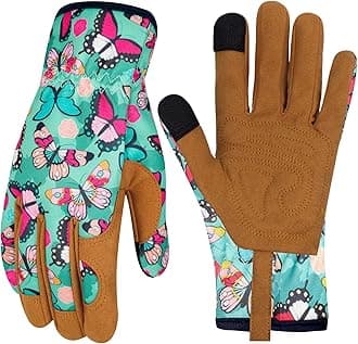 Leather Gardening Gloves for Women Thorn Proof Garden Gloves Touch Screen Working Gloves Gifts,M