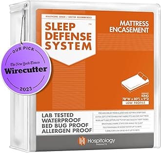 The Original Sleep Defense System - Waterproof / Bed Bug / Dust Mite Proof - PREMIUM Zippered Mattress Encasement & Hypoallergenic Protector - 78-Inch by 80-Inch, King - LOW PROFILE 9"