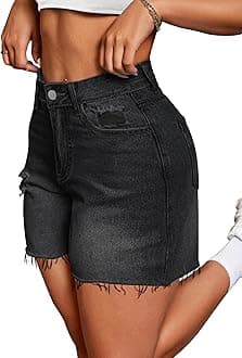 Jean Shorts for Women High Waisted Stretchy Casual Denim Shorts Ripped Frayed Hem Summer Trendy Jorts