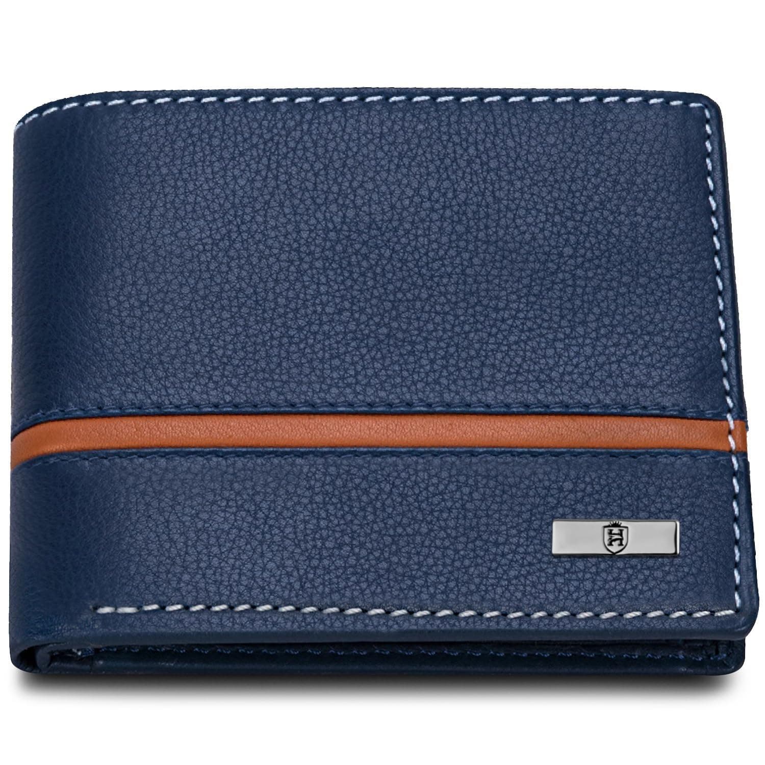 Denial Leather Wallet for Men | Men's RFID Blocking Two Fold Wallet (Navy)