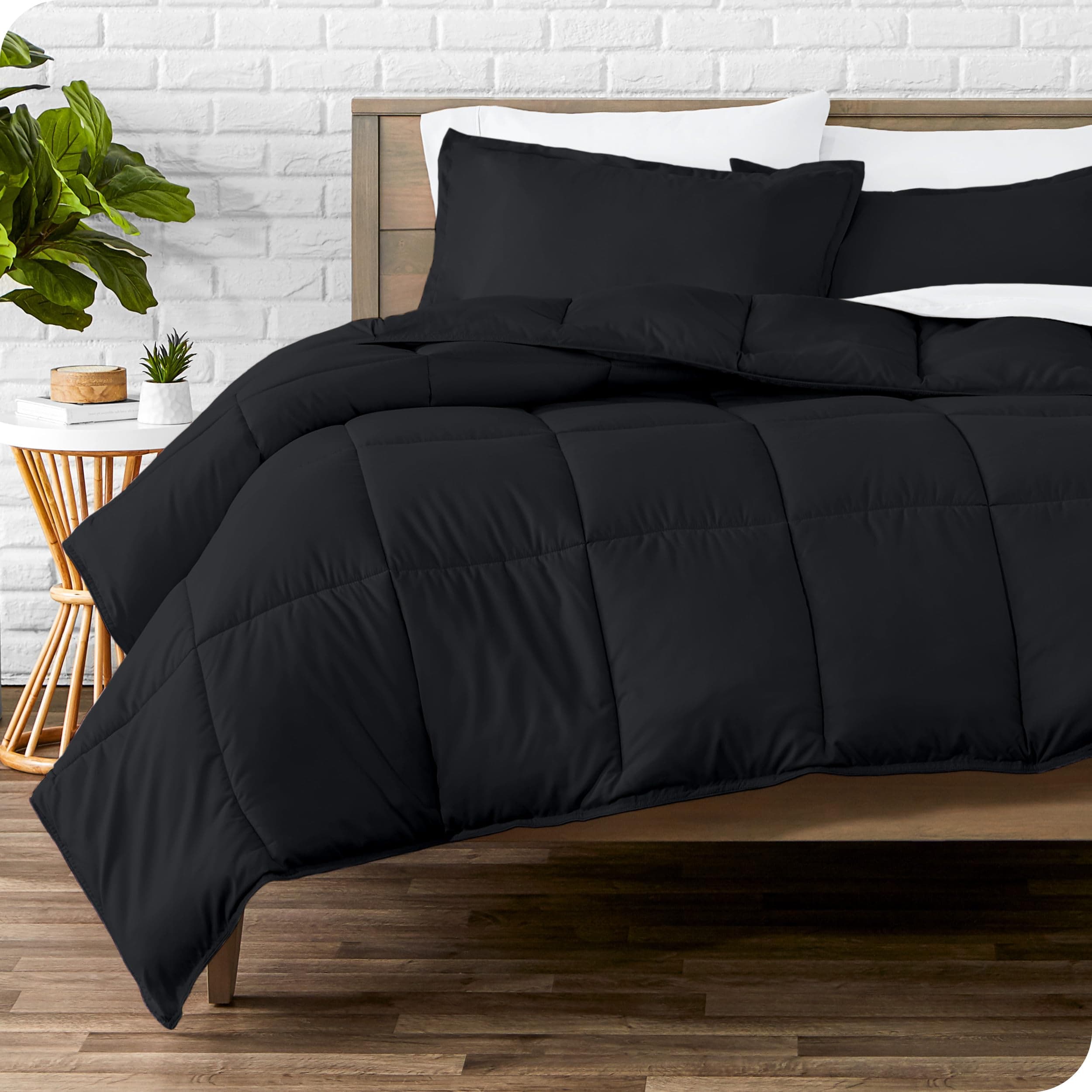 Bare Home Comforter Set - Ultra-Soft - Goose Down Alternative - Premium 1800 Series - All Season Warmth (King/Cal King, Black)