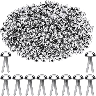 Hotop 500 Pcs Paper Brass Fasteners Brass Brads Round Fasteners for Craft Art Crafting School DIY Supplies(0.24 x 0.47 Inch,Silver)
