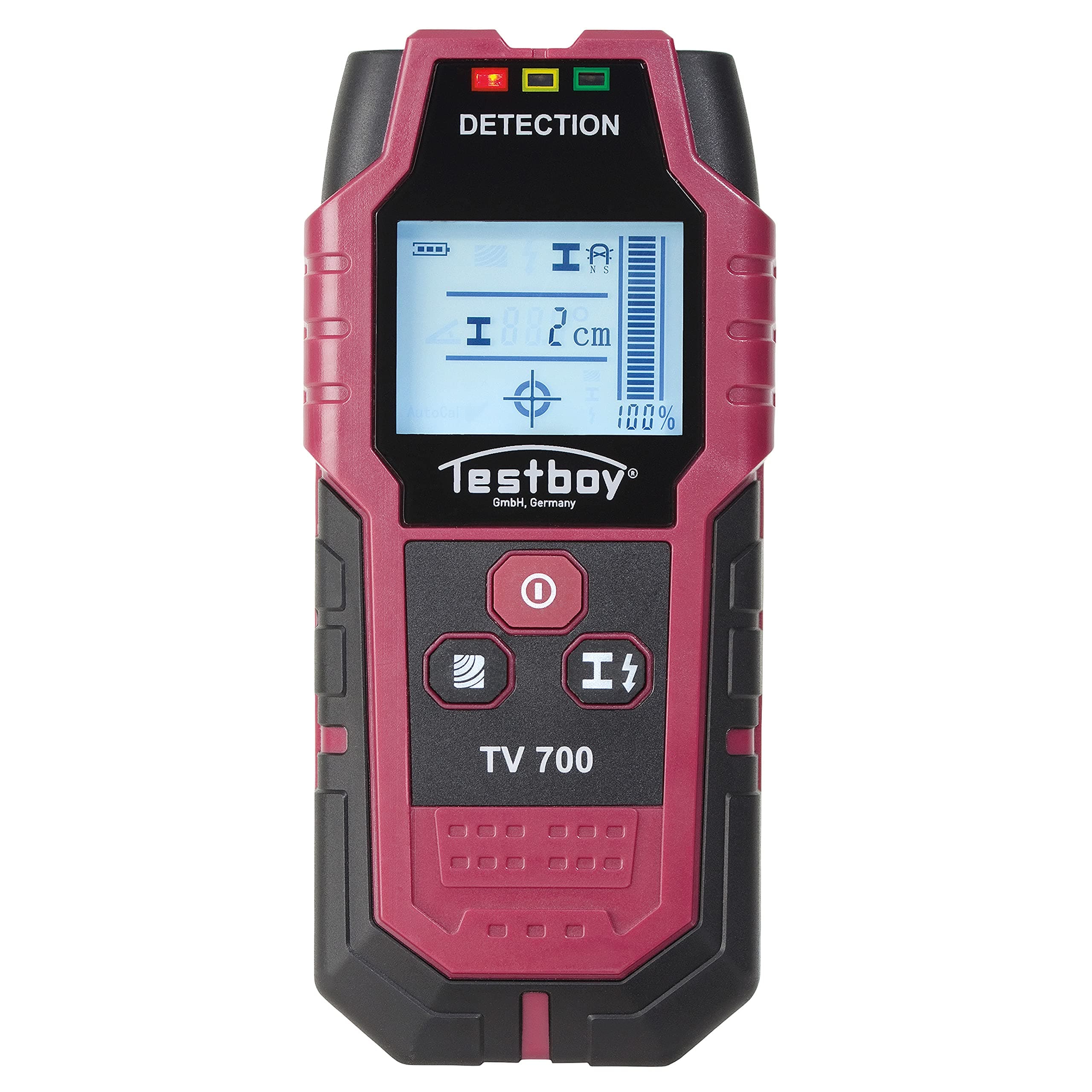 TestboyTV 700 digital wall scanner (practical traffic light display, high-contrast LCD with backlight, automatic calibration), red/black