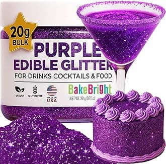 Easter Purple Edible Glitter for Drinks 20g - Easter Purple Edible Glitter for Cakes Cocktails Cake Decoration Sprinkles - Purple Luster Dust for Cocktail & Cake Topper Chocolate Baking Decorating Fondant Cookies - Drink Shimmer Spray - Food Grade Vegan, Kosher, Halal, Gluten Free - Made in USA
