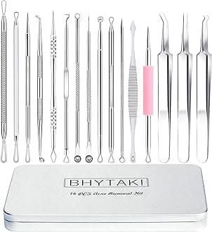Blackhead Remover Tools, 2024 Latest 16 PCS Pimple Popper Tool Kit, Acne Blackhead Tools for Blemish, 410 Premium Professional Stainless Acne Pimple Extractor Tool with Metal Box