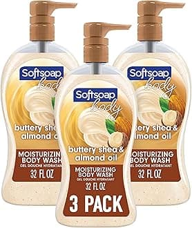 Body Wash Pump, Buttery Shea & Almond Oil Body Wash, Moisturizing Body Wash, 32 Ounce, 3 Pack