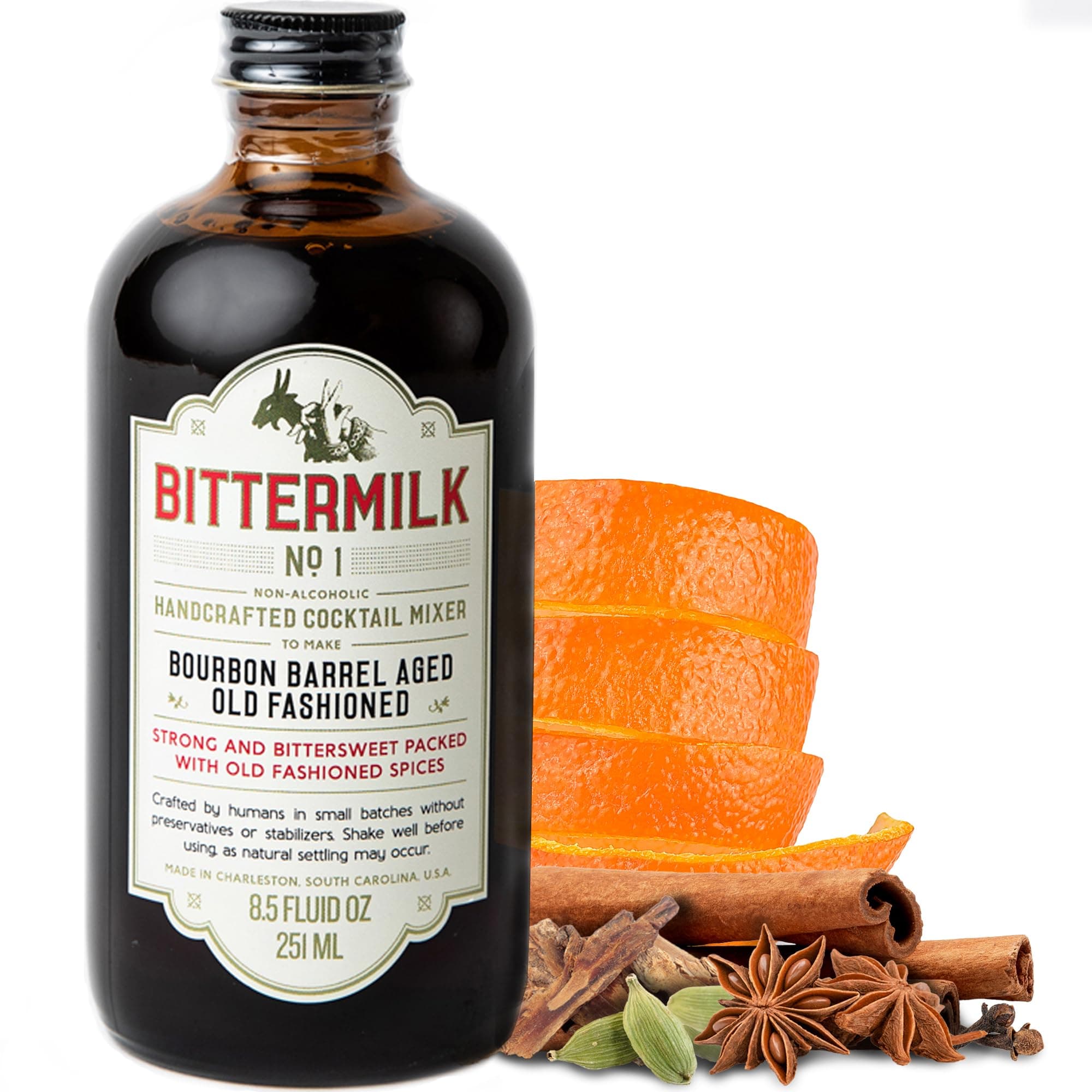Bittermilk No.1 Bourbon Barrel Aged Old Fashioned Mix - All Natural Handcrafted Cocktail Mixer - Old Fashioned Syrup - More Complex than Bitters & Simple Syrup