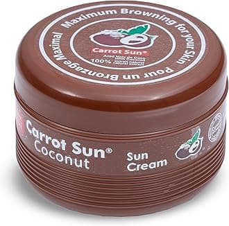 Carrot Sun Tanning Accelerator – 350ml Coconut Tanning Gel – Natural Extract Sun Cream Dark Tanning Lotion for All Skin Types – Tan Lotion with Coconut Oil for Even Beautiful Skin Coloring – SPF0