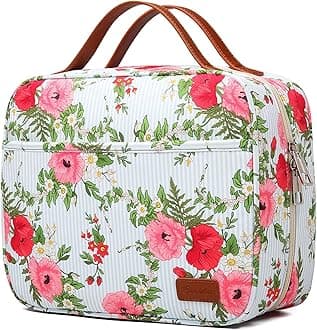 (Floral) - Hanging Travel Toiletry Bag,Large Capacity Cosmetic Toiletry Travel Organiser for Women/Men with 4 Compartments & 1 Sturdy Hook,Perfect for Travel/Daily Use (Floral)