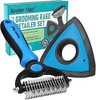 Maxpower Planet Pet Grooming Rake and Mini Pet Hair Remover Tool, Undercoat Rake for Dogs & Hair Remover for Car Carpet, Cat Fur Removal and Double-Sided Deshedding Dematting Tool for Dogs and Cats
