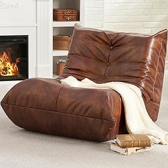 Hobestluk Bean Bag Chair Giant Bean Bag Sofa Memory Foam Bean Bag Chairs for Adults, Bean Bag Sofa Sack Faux Leather Bean Bag for Living Room Bedroom Dorm Office (Brown)