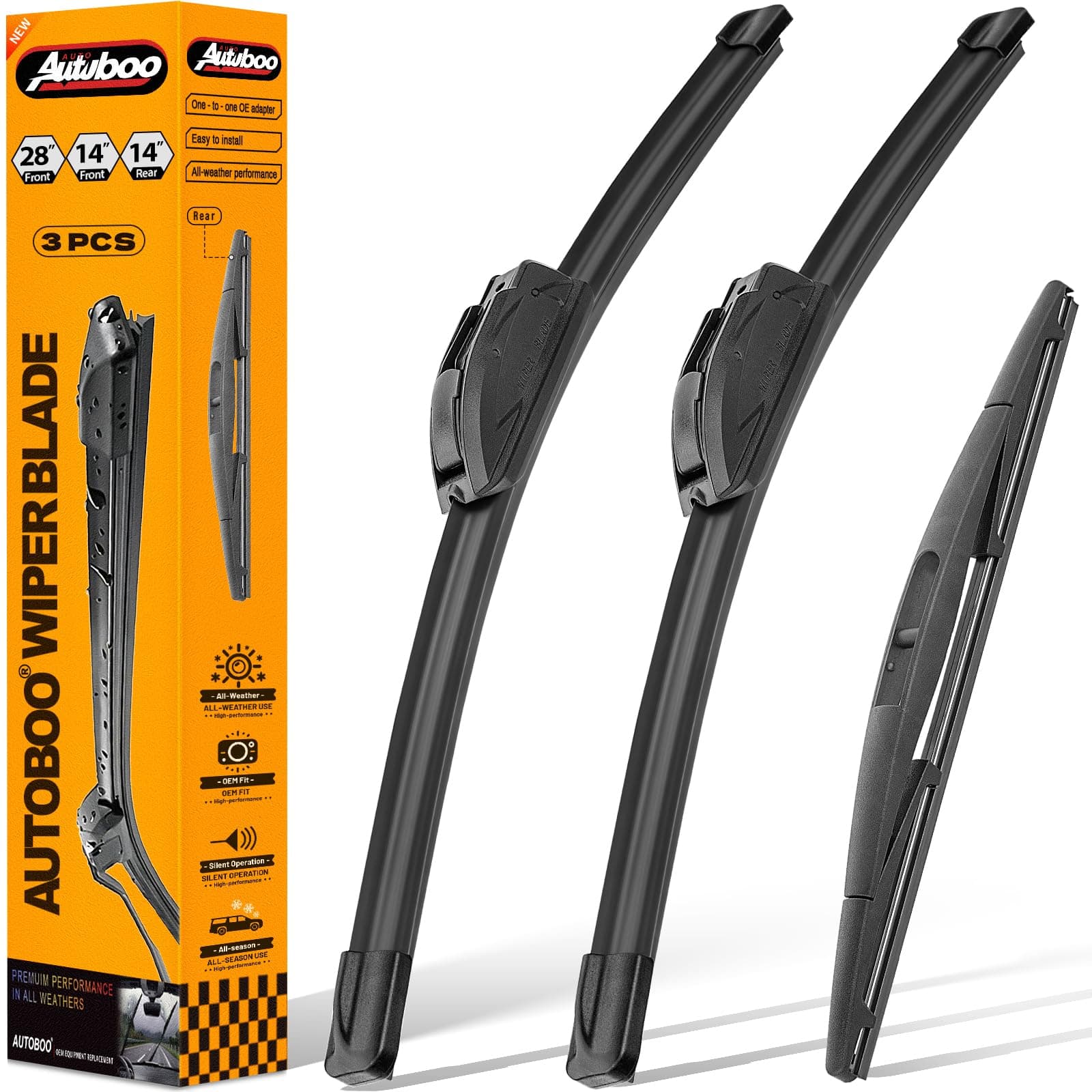 3 Wipers Replacement for Honda fit Rear and Front Windshield Wiper Blades 2009-2020,3 Pieces 28"+14"+14 inch