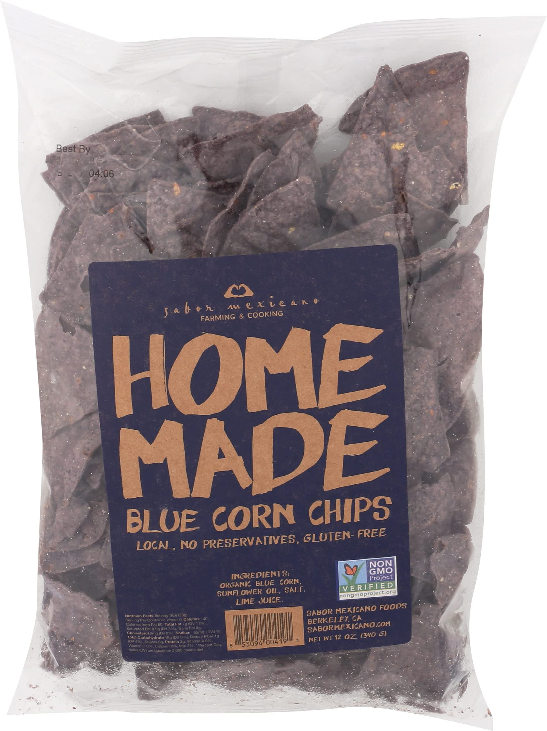 Blue Corn Hommade Corn Chips, 12 OZ