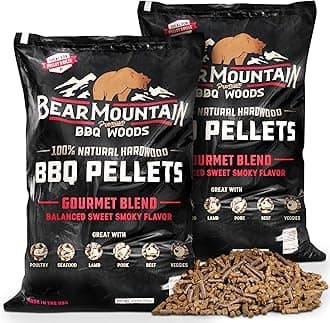 Bear Mountain 2-Pack Wood Pellets for Smoker, Grill & BBQ, 20 Lbs, Gourmet Blend - Premium Hardwood Barbecue Pellets for Indoor and Outdoor Grilling