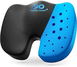 – Everlasting Comfort Gel Infused Memory Foam Seat Cushion for Coccyx, Tailbone and Back Pain (Black)