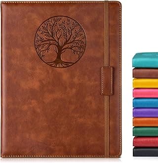 Biuwory Lined Journal Notebook for Women Men,256 Pages A4 Large Hardcover Leather Journals for Writing,Travel,Business,Work,School,College Ruled Notebooks for Note Taking, Diary Notepad 8.6"×11"