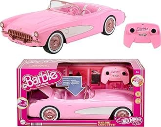 Barbie Hot Wheels RC Corvette from the Movie, Full-Function Remote-Control Toy Car Holds 2 Dolls