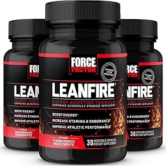 LeanFire, 3-Pack, Pre Workout Energy Pills with Green Tea Extract and Caffeine to Increase Energy, Build Lean Muscle, Improve Athletic Performance, and Enhance Focus, Force Factor, 90 Capsules