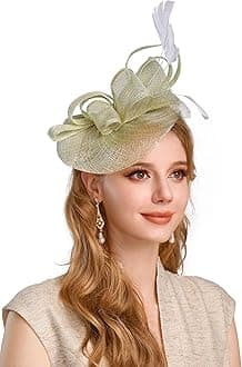 BABEYOND Tea Party Fascinator Kentucky Derby Hat Fascinator Pillbox (Light Green)