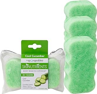 Body Wash in a 20+ Wash Sponge, Cool Cucumber, 3 Count