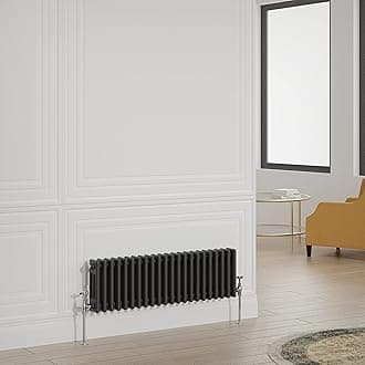 Warmehaus Traditional Radiator Triple Column Black Horizontal Cast Iron Style Central Heating Radiator - 300x1010mm