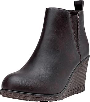 Vepose Women's 9679 Low Wedge Boots, Comfortable Ankle Booties with Inside Zipper