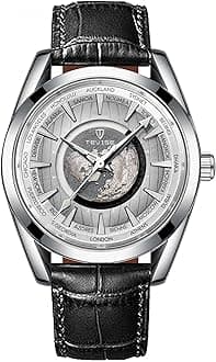 Men Luxury Automatic Mechanical Watch Earth Luminous Pointer Waterproof Sports Stainless Steel/Leather Watches