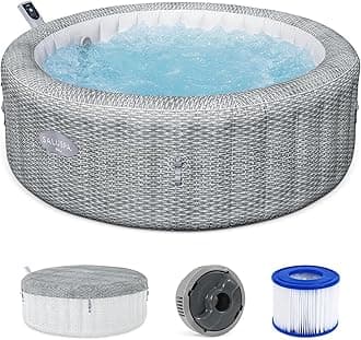 Bestway SaluSpa Bali 4 to 6 Person Inflatable Hot Tub, Round Energy-Efficient Portable Outdoor Spa with 140 AirJets, 77" x 28"