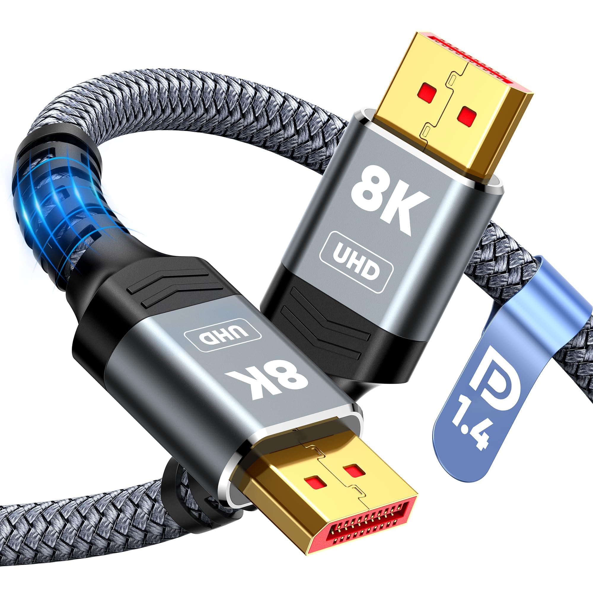 Capshi 8K 4K DisplayPort Cable, 6.6ft DP Cable 1.4 [VESA Certified, 8K@60Hz, 4K@144Hz, 2K@240Hz], Bradied High Speed Display Port Cable 144Hz, for Gaming Monitor, HDR/FreeSync/G-Sync, Graphics Card