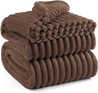 Bedsure GentleSoft Brown Fleece Blanket for Couch - Cozy Soft Blankets for Women, Cute Small Throws for Girls, 108x90 Inches