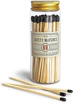 Craft & Kin Premium Long Matches for Candles, Decorative in Apothecary Jar, Colorful Long Wooden Safety, Long Stick Matches (Black)