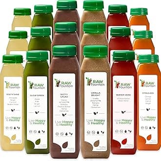 7 Day Protein Juice Cleanse by Raw Fountain, All Natural Raw Detox Cleanse, Cold Pressed Fruits, Vegetables, Vanilla and Chocolate Flavor, Tasty and Energizing, 42 Bottles 12oz