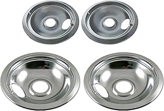 Kitchen Basics 101 Made in the USA Chrome Drip Pan Set Replacement for Frigidaire Kenmore 316048413 and 316048414: 2 ea 6” and 8"