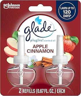 Glade PlugIns Refills Air Freshener, Scented and Essential Oils for Home and Bathroom, Apple Cinnamon, 1.34 Fl Oz, 2 Count