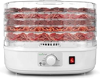 Nutrichef Food Dehydrator Machine | Dehydrates Beef Jerky, Meat, Food, Fruit, Vegetables & Dog Treats | Great For At Home Use | High-Heat Circulation for Even Dehydration | 5 Easy to Clean Trays