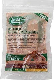 LEM Products Pre-Tubed Natural Sheep Casings, 19-21mm, Edible Sausage Casings, Stuffs Approximately 20-25 Pounds, Great for Snack Sticks, Breakfast Sausage Links, and More, 6.7 Ounce Package