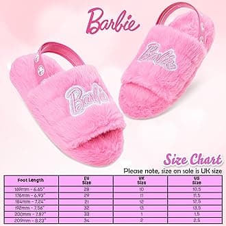 Barbie Girls Fluffy Slippers, Cozy Faux Fur House Shoes, Soft Indoor Mule Style Footwear for Home or Lounge, Gifts for Girls