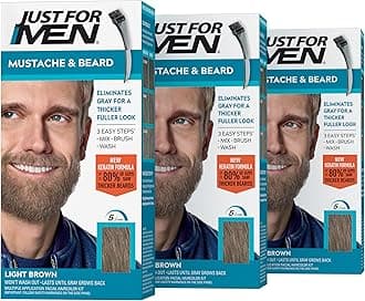 Brush-In Mustache, Beard And Sideburns, Light Brown - Kit ( Pack of 3 )
