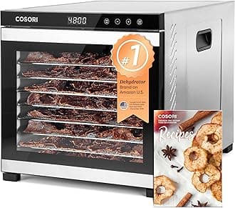 COSORI Food Dehydrator for Jerky, 10 Trays, 16.2ft² Drying Space, 165°F Temperature Control, 48H Timer, 1000W Dehydrator Machine, Stainless Steel, for Herbs, Fruit, Meat, and Yogurt, Silver